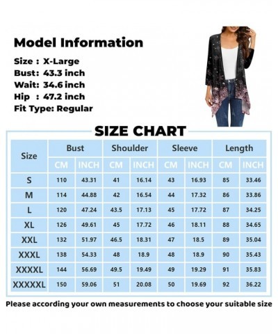 Womens Tops Printing Fall and Winter Open Front Cardigan 3/4 Sleeve Irregular Hem Resort Wear Sweaters Coat 1-blue $8.66 Jackets