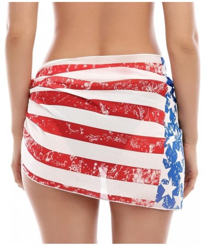 American Flag Bathing Suit Women 4th of July Wrap Skirt Swim Cover Up Bikini Dress Short Skirts Sarong F American Flag $8.25 ...