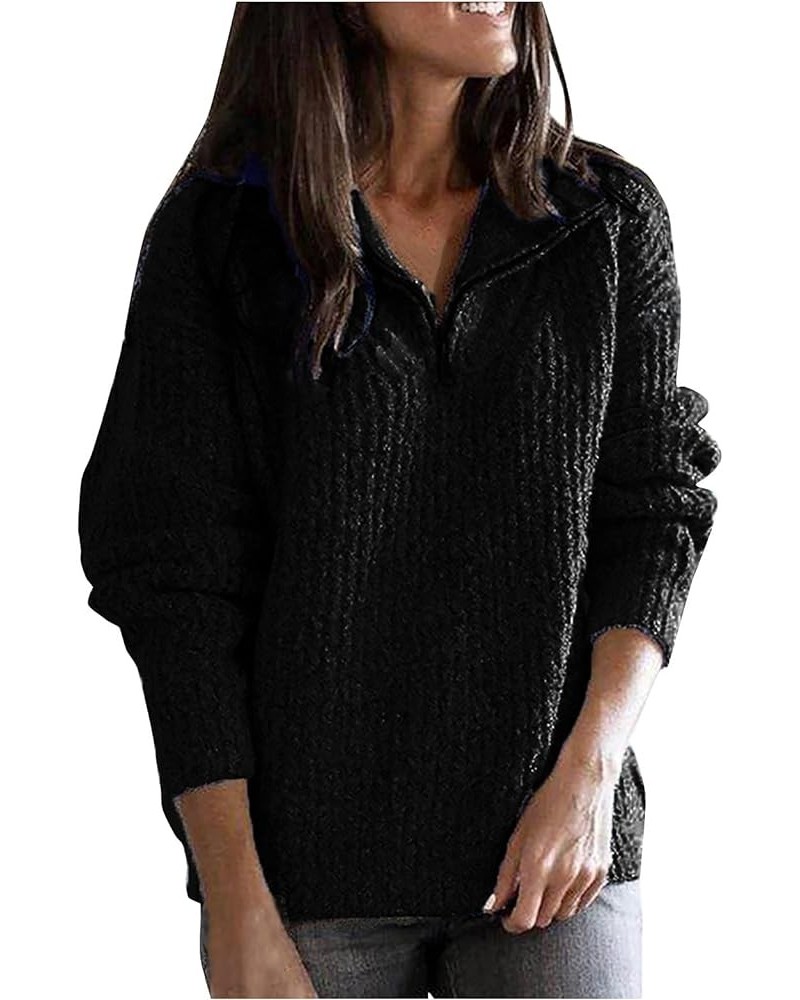 Fall Sweaters for Women 2023 Trendy Long Sleeve Color Block Patchwork Pullover Casual Crewneck Knit Sweater Tops A2 Black $12...