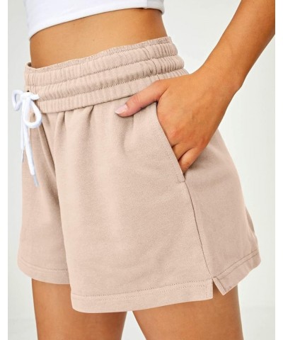 Women's Shorts Casual Summer Drawstring Comfy Elastic High Waist Running Shorts with Pockets Khaki $10.79 Activewear