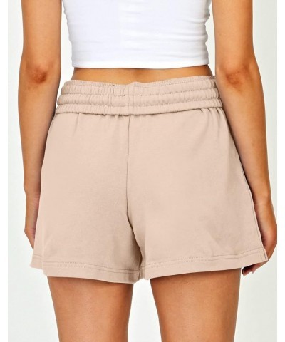 Women's Shorts Casual Summer Drawstring Comfy Elastic High Waist Running Shorts with Pockets Khaki $10.79 Activewear