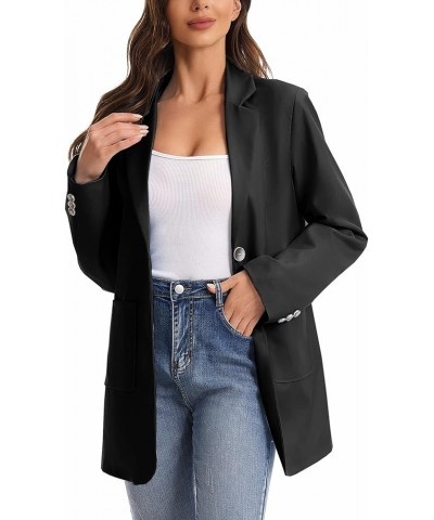 Womens Casual Blazers Long Sleeve Lapel Collar Work Office Jacket Black $14.99 Blazers