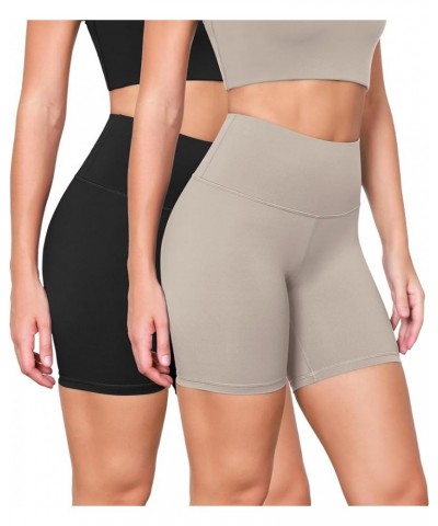 ODLEX 2-Pack High Waist Workout Shorts for Women - 6" / 8" Tummy Control Gym Athletic Biker Shorts 6 inches Black+taupe $15.3...