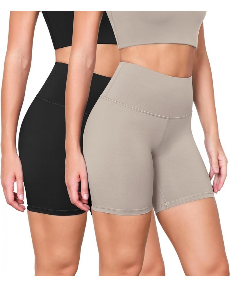 ODLEX 2-Pack High Waist Workout Shorts for Women - 6" / 8" Tummy Control Gym Athletic Biker Shorts 6 inches Black+taupe $15.3...