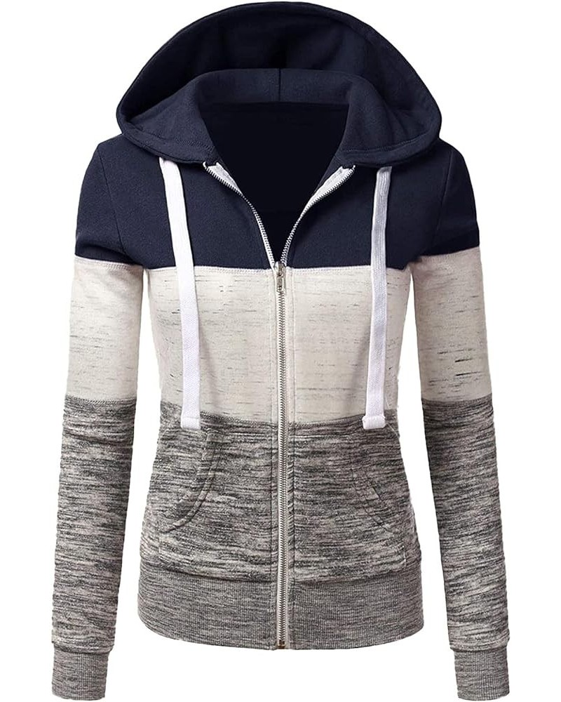 Women's Full Zip Up Hoodies Long Sleeve Color Block Hooded Sweatshirts Jackets Casual Lightweight Coat with Pockets F-blue $1...