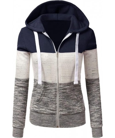 Women's Full Zip Up Hoodies Long Sleeve Color Block Hooded Sweatshirts Jackets Casual Lightweight Coat with Pockets F-blue $1...