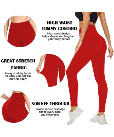 Soft Leggings for Women - High Waisted Tummy Control No See Through Workout Yoga Pants G-red Small-Medium $8.81 Pants