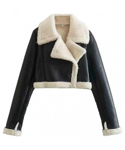 KLKXMYT Women Thick Warm Faux Shearling Crop Jacket Coat Long Sleeve Zipper Female Outerwear Chic Tops Style1 $26.62 Coats