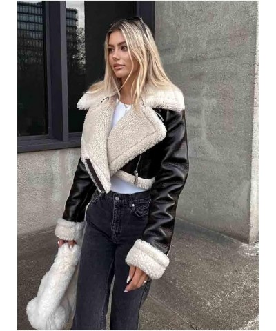 KLKXMYT Women Thick Warm Faux Shearling Crop Jacket Coat Long Sleeve Zipper Female Outerwear Chic Tops Style1 $26.62 Coats