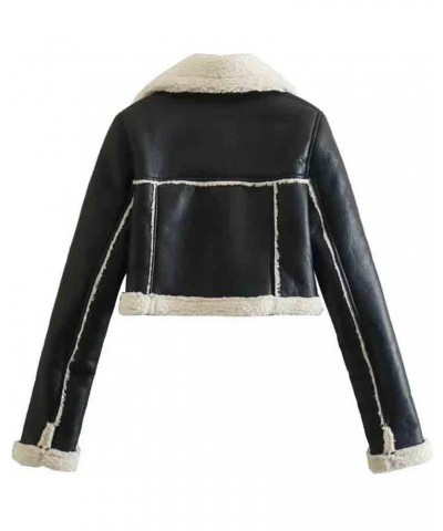 KLKXMYT Women Thick Warm Faux Shearling Crop Jacket Coat Long Sleeve Zipper Female Outerwear Chic Tops Style1 $26.62 Coats