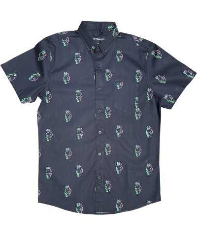Official Molokai Button up Slim Fit Hawaiian Short Sleeve Shirts Neon Skulls $15.84 Shirts