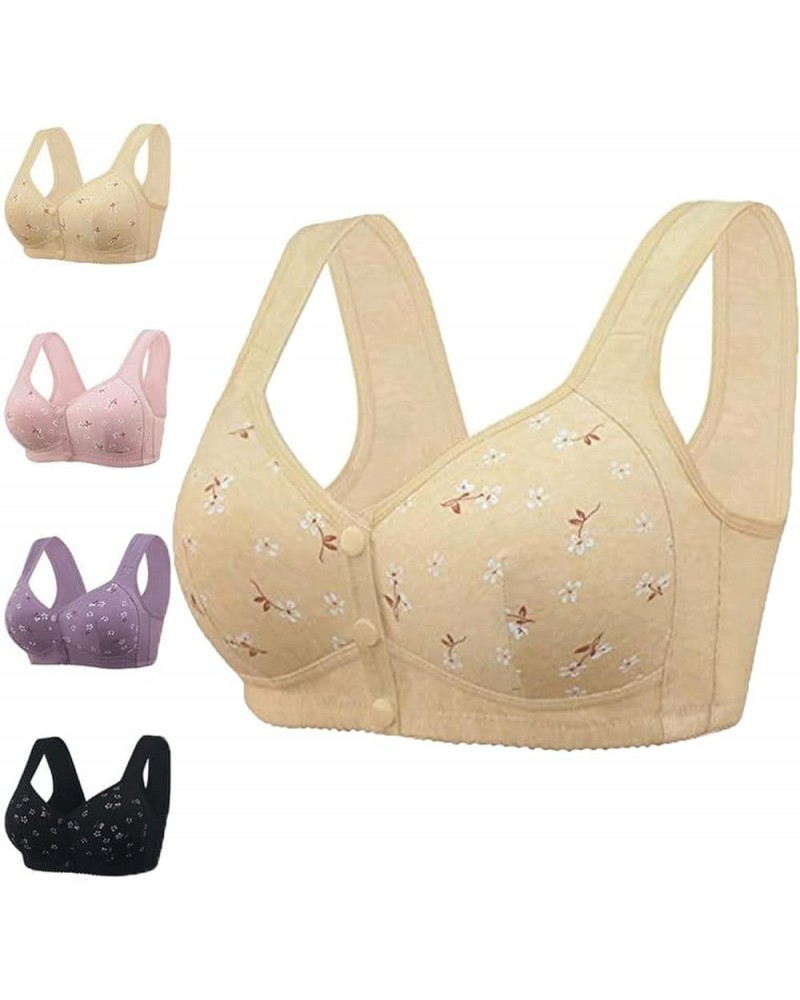 Daisy Bra, Lisa Charm Daisy Bras Front Snaps,Comfortable Convenient Front Close Button for Women No Wire Beige $9.27 Lingerie