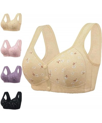 Daisy Bra, Lisa Charm Daisy Bras Front Snaps,Comfortable Convenient Front Close Button for Women No Wire Beige $9.27 Lingerie