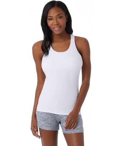 32 DEGREEES Women’s Soft Rib Racerback Bra Tank | with Built-in Cups | Fitted White $13.48 Tanks