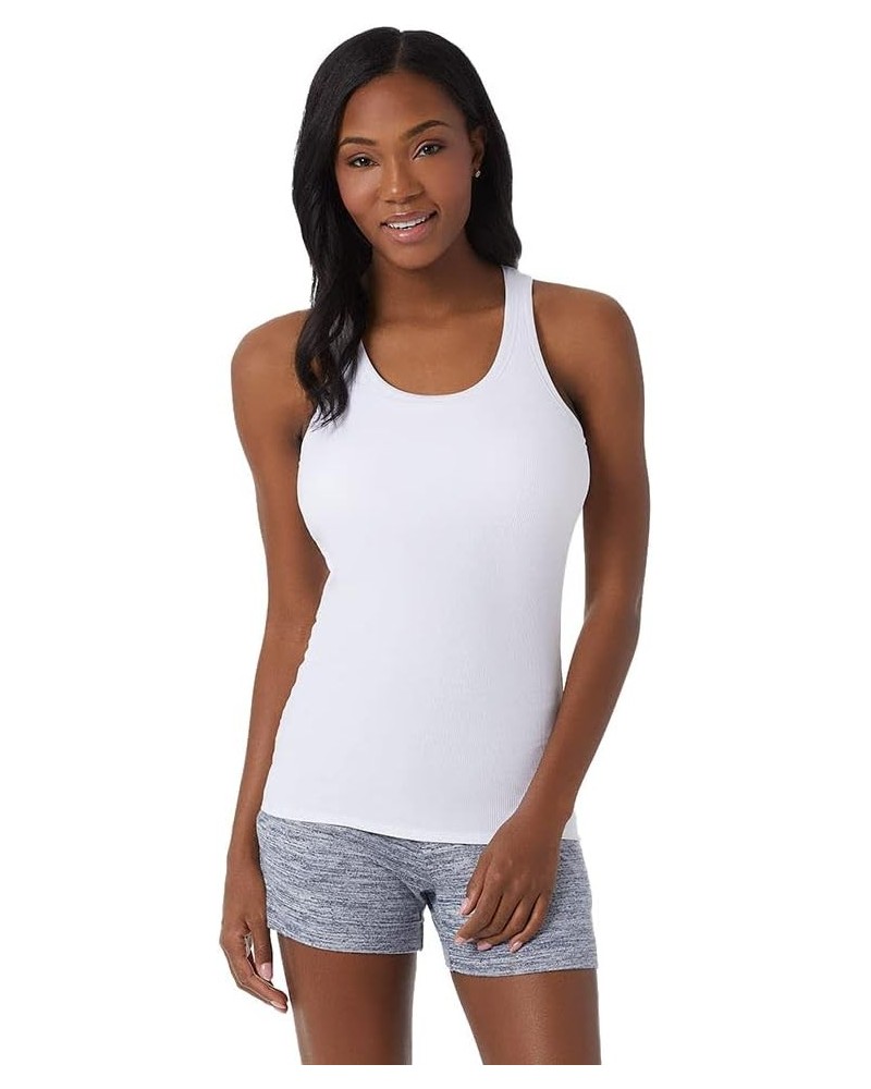 32 DEGREEES Women’s Soft Rib Racerback Bra Tank | with Built-in Cups | Fitted White $13.48 Tanks