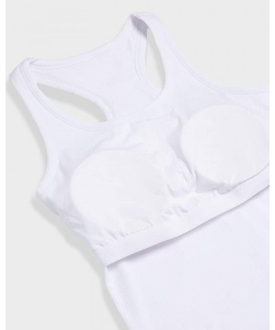 32 DEGREEES Women’s Soft Rib Racerback Bra Tank | with Built-in Cups | Fitted White $13.48 Tanks