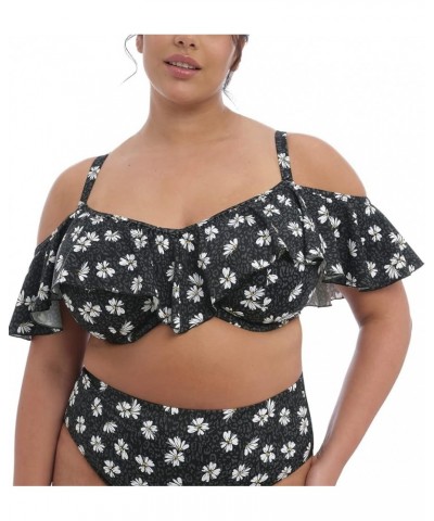 Plain Sailing Bardot Ruffle Underwire Bikini Top (ES7273) Black Daisy $32.51 Swimsuits