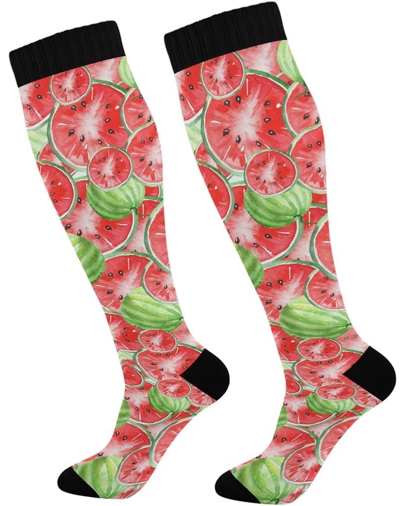 Unicorn Star Compression Socks for Women and Men Circulation Colorful Long Socks for Athletic Running 1 2 Watermelon $10.19 A...