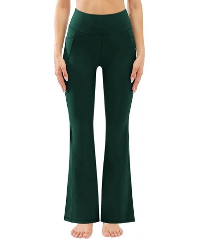 Women's Flare Leggings with Pockets Tummy Pants High Waisted Pants Pants for Women Athletic Leggings for Women High Green-g $...