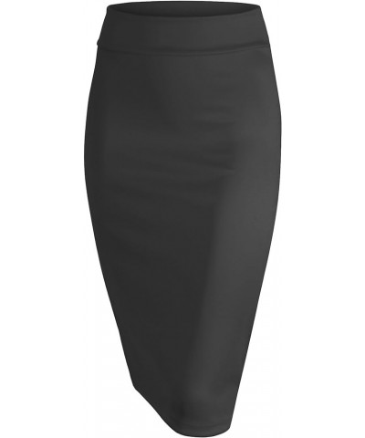 LL Womens Scuba Midi Skirt - Made in USA Wb700_charcoal $10.38 Skirts