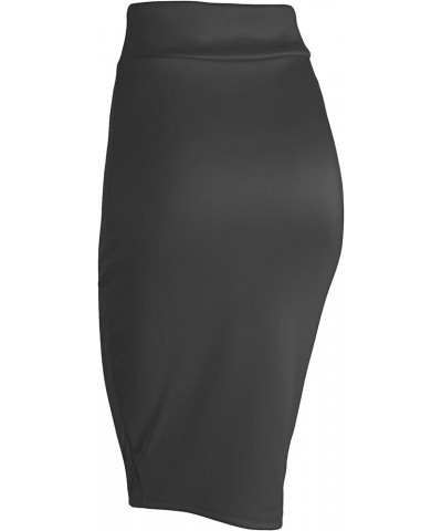 LL Womens Scuba Midi Skirt - Made in USA Wb700_charcoal $10.38 Skirts