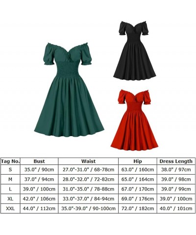 1950s Dresses for Women Vintage Off-Shoulder Neckline Puff Sleeve Hepburn Style Cocktail Rockabilly Swing Dress Black $10.56 ...