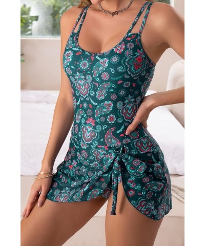 One Piece Swimdress Swimsuits for Women Tummy Control Swim Dresses Skirt Bathing Suit Deep Green, Floral Printed $19.36 Swims...