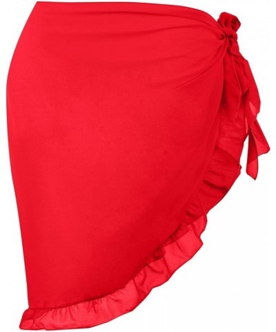 Women's Sarong Coverups Beach Sheer Bikini Chiffon Cover Ups Wrap Skirt for Swimwear 02red Ruffle $8.24 Swimsuits