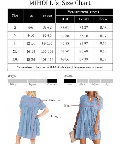 Women's V Neck Short Sleeve Ruffle Loose Summer Flowy Mini Dress 05 Light Blue $23.96 Dresses