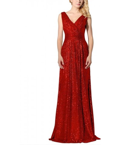 Women's Formal Prom Dreeses Sequin Bridesmaid Dress Ball Gowns 349-red $38.95 Dresses