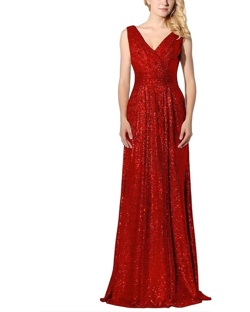 Women's Formal Prom Dreeses Sequin Bridesmaid Dress Ball Gowns 349-red $38.95 Dresses