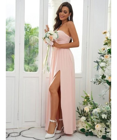 Chiffon One Shoulder Bridesmaid Dresses for Women Long Ruched Evening Dress with Slit Yellow $32.44 Dresses