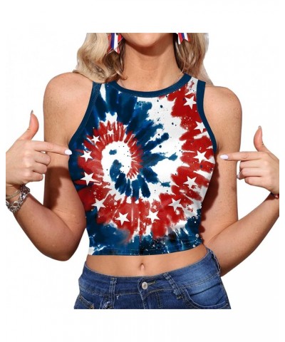 Women's 4th of July Sexy American Flag Patriotic Crop Tank Top Usa Tie Dye 1 $13.10 Tanks