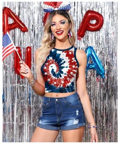 Women's 4th of July Sexy American Flag Patriotic Crop Tank Top Usa Tie Dye 1 $13.10 Tanks