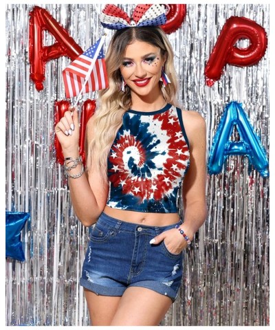 Women's 4th of July Sexy American Flag Patriotic Crop Tank Top Usa Tie Dye 1 $13.10 Tanks