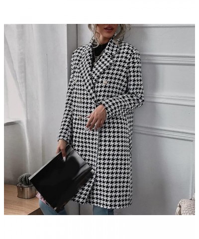 Women's Plaid Shacket Jacket Winter Flannel Tartan Trench Cardigan Trendy Long Sleeve Outwear Button Down Casual Coat 05-blac...