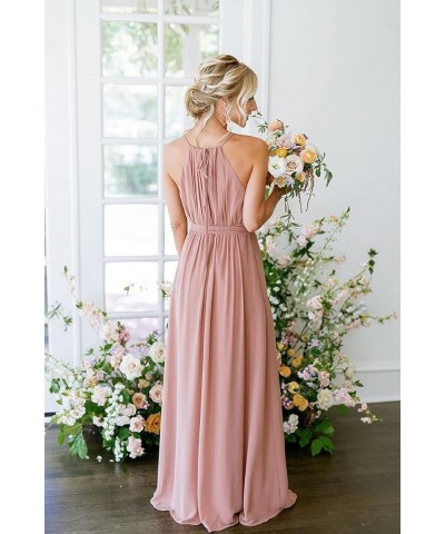 Women's Halter Chiffon Bridesmaid Dresses for Women Long A-Line Simple Formal Dresses Pleated CYM032 Sage Green $25.97 Dresses