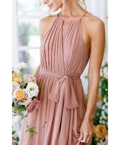 Women's Halter Chiffon Bridesmaid Dresses for Women Long A-Line Simple Formal Dresses Pleated CYM032 Sage Green $25.97 Dresses