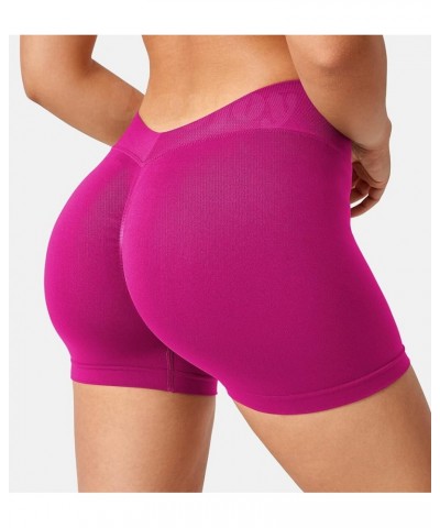 V Cross Back Scrunch Butt Shorts Seamless Workout High Waisted Shorts Squat Proof Booty Shorts 0 Red $10.50 Activewear