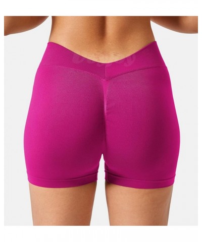 V Cross Back Scrunch Butt Shorts Seamless Workout High Waisted Shorts Squat Proof Booty Shorts 0 Red $10.50 Activewear