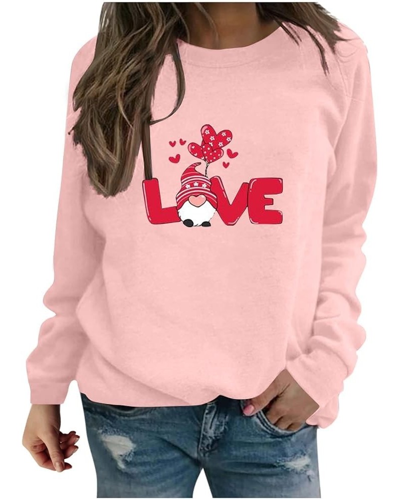 Valentines Day Gifts For Her 2023 Cute Graphic Long Sleeve Crewneck Sweatshirts Blouses Fashion Casual Y2k Clothing D Pink $1...