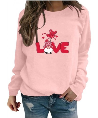 Valentines Day Gifts For Her 2023 Cute Graphic Long Sleeve Crewneck Sweatshirts Blouses Fashion Casual Y2k Clothing D Pink $1...