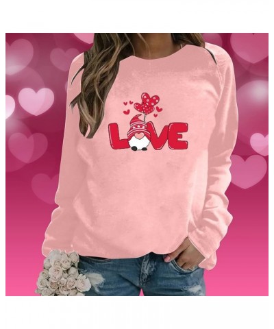 Valentines Day Gifts For Her 2023 Cute Graphic Long Sleeve Crewneck Sweatshirts Blouses Fashion Casual Y2k Clothing D Pink $1...