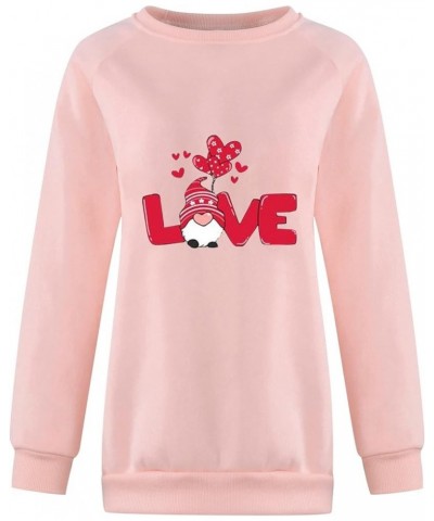 Valentines Day Gifts For Her 2023 Cute Graphic Long Sleeve Crewneck Sweatshirts Blouses Fashion Casual Y2k Clothing D Pink $1...