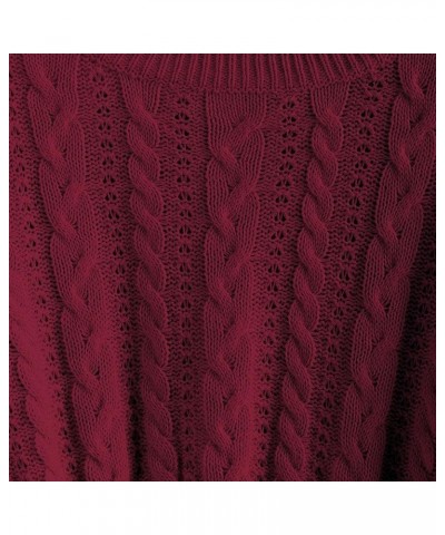 Women's Crew Neck Long Sleeve Pullover Crop Sweater Mock Neck Lantern Sleeve Ribbed Knit Jumper Sweater Red-1 $15.20 Sweaters