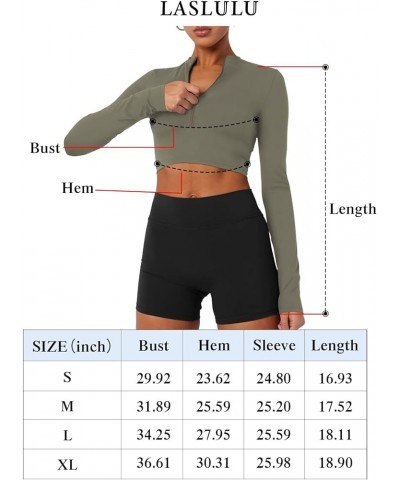 Womens Cropped Jackets Half Zip Long Sleeve Seamless Workout Sweatshirts Lightweight Casual Tops Army Green $16.31 Activewear