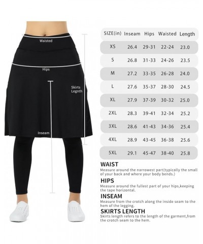 Women Athletic Knee Length Skirts with Leggings,Pickleball Skorts Leggings&Skirted Capris for Yoga Women Zipper Pockets Black...