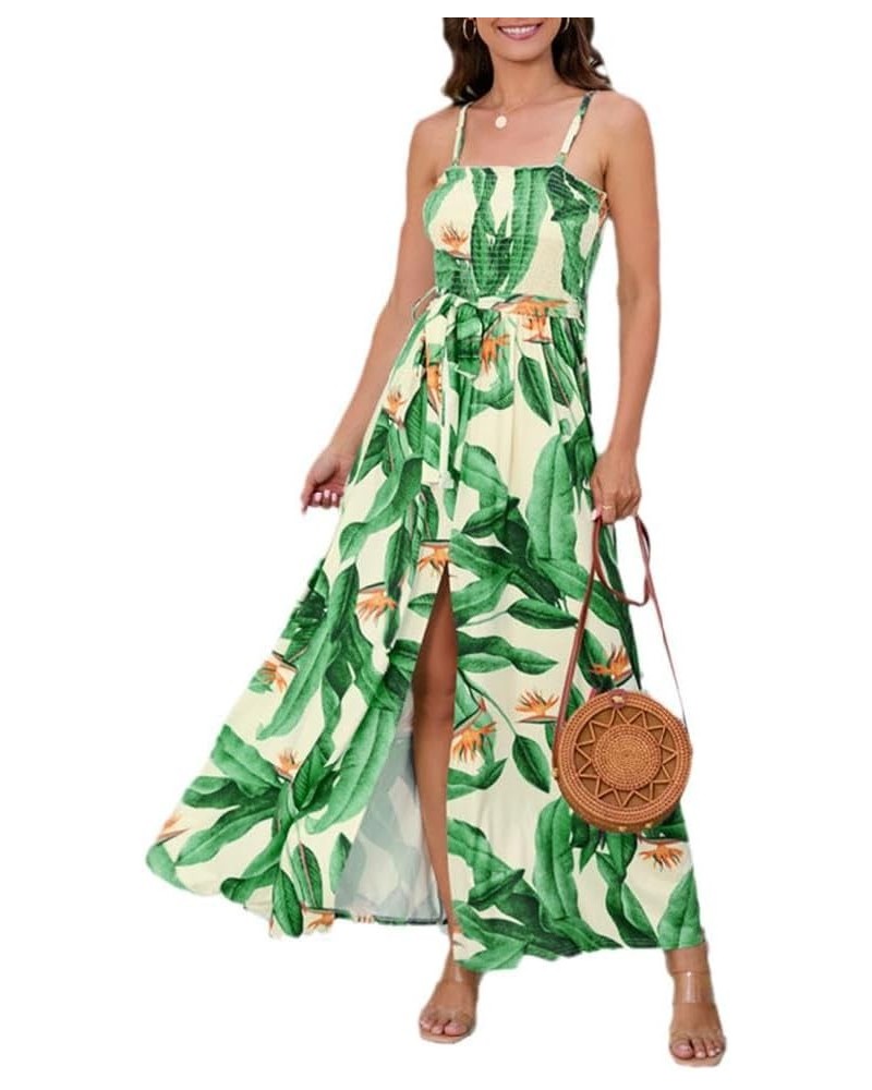 Women's Deep V-Neck Casual Dress Summer Floral Print Split Maxi Dress for Beach Party Lq486-xing $10.66 Activewear