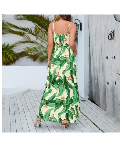 Women's Deep V-Neck Casual Dress Summer Floral Print Split Maxi Dress for Beach Party Lq486-xing $10.66 Activewear