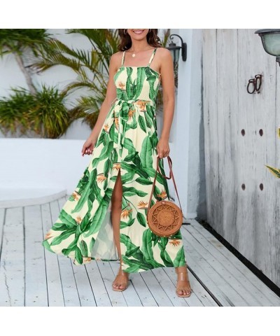 Women's Deep V-Neck Casual Dress Summer Floral Print Split Maxi Dress for Beach Party Lq486-xing $10.66 Activewear